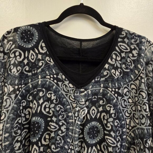 Pretty Angel S Sheer Black Tunic Top Gypsy Geometric Floral Whimsigoth Dark Fair - Picture 5 of 13